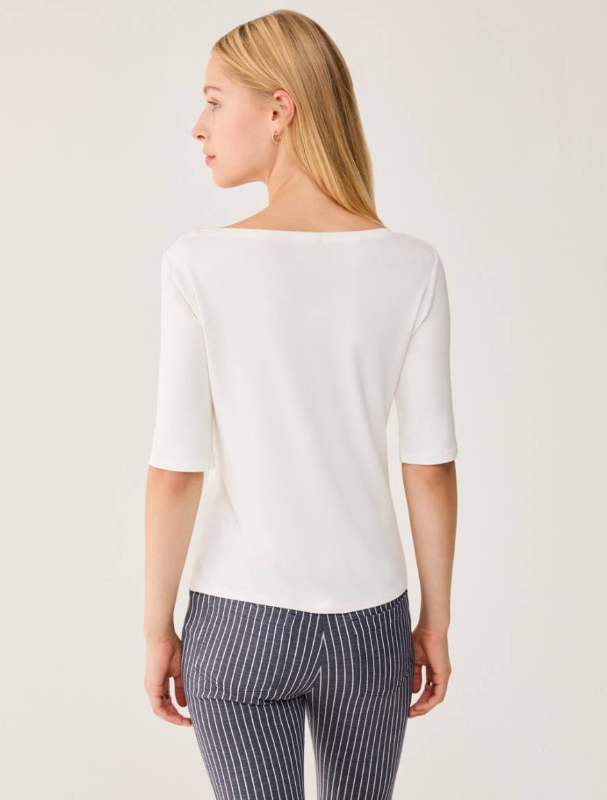 Boat-neck T-shirt - IVORY - Pennyblack - 3