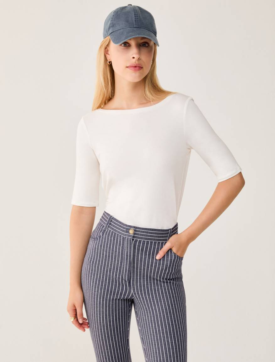 Boat-neck T-shirt - IVORY - Pennyblack