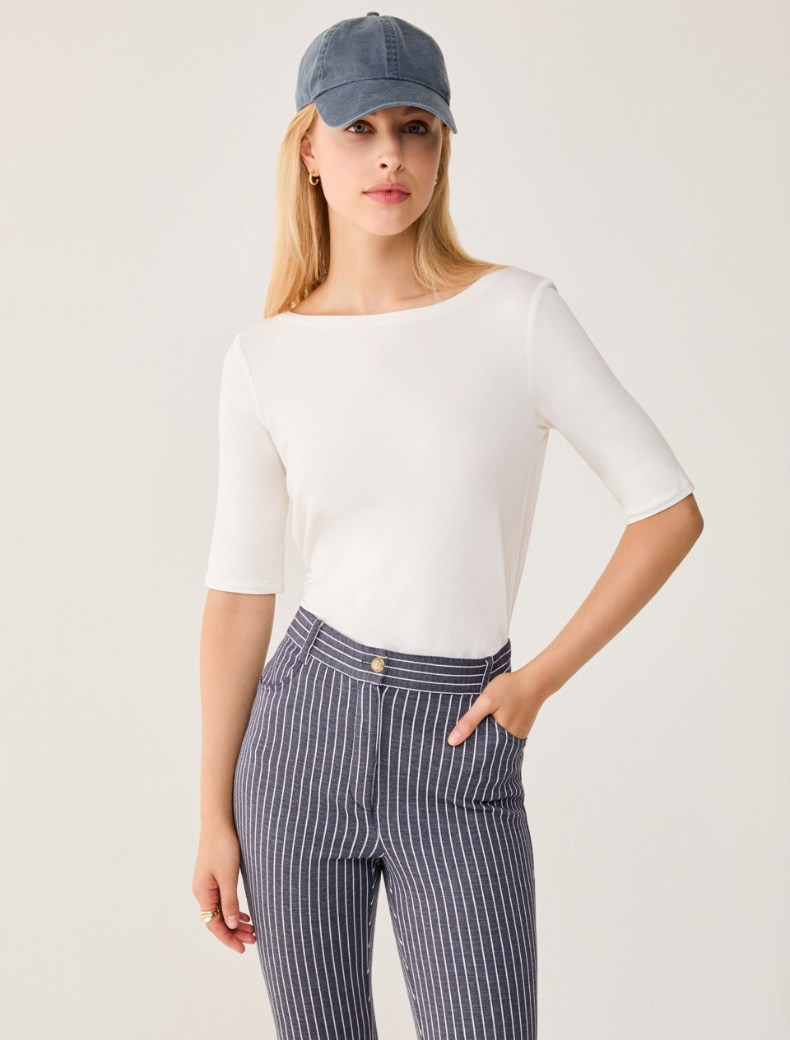 Boat-neck T-shirt - IVORY - pennyblack