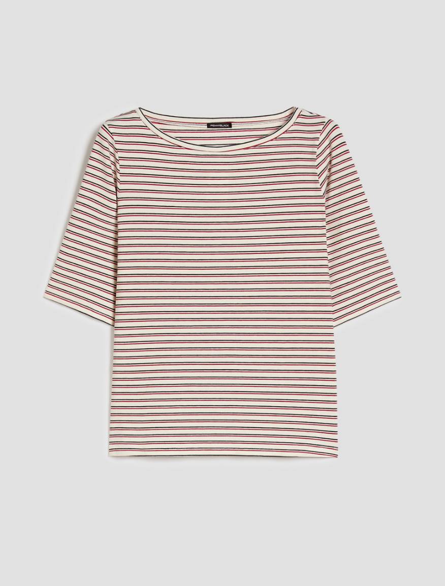 Boat-neck T-shirt - NAVY - Pennyblack - 2