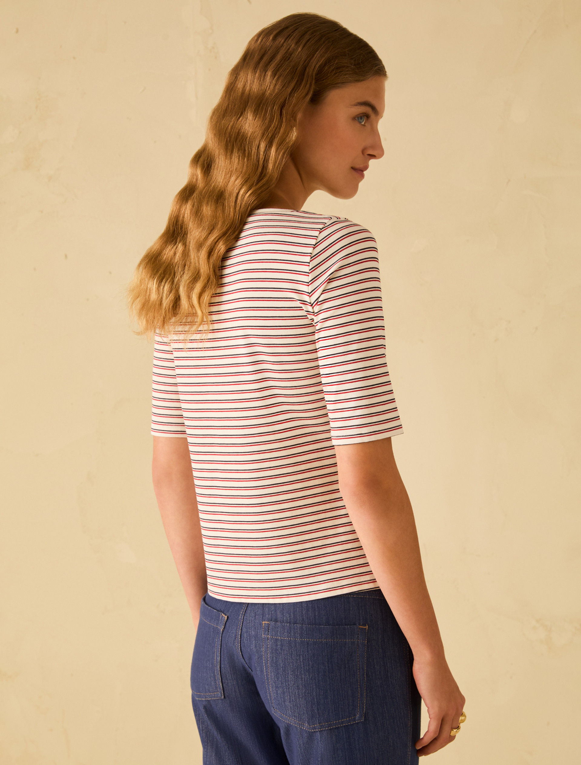 Boat-neck T-shirt - NAVY - pennyblack