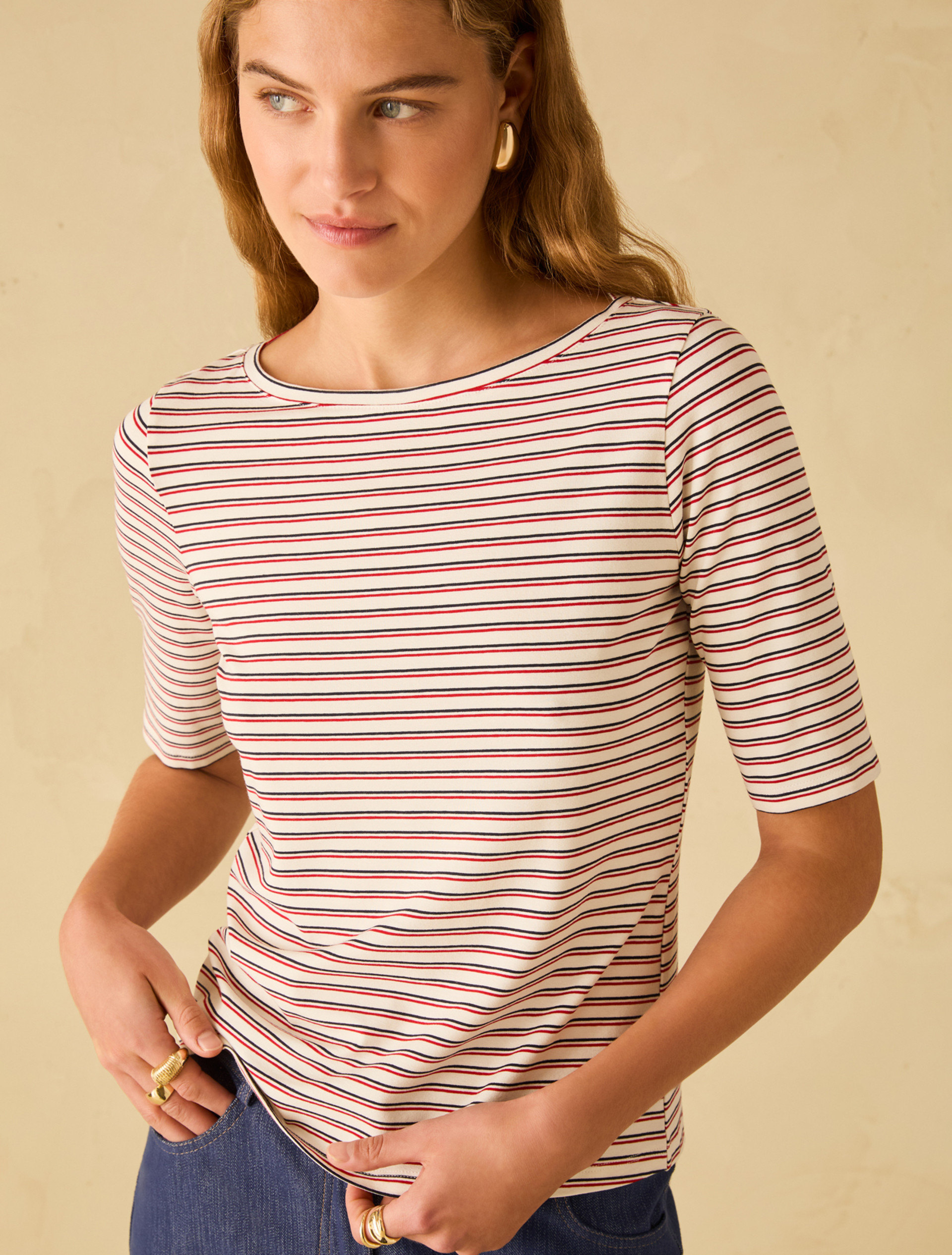 Boat-neck T-shirt - NAVY - pennyblack