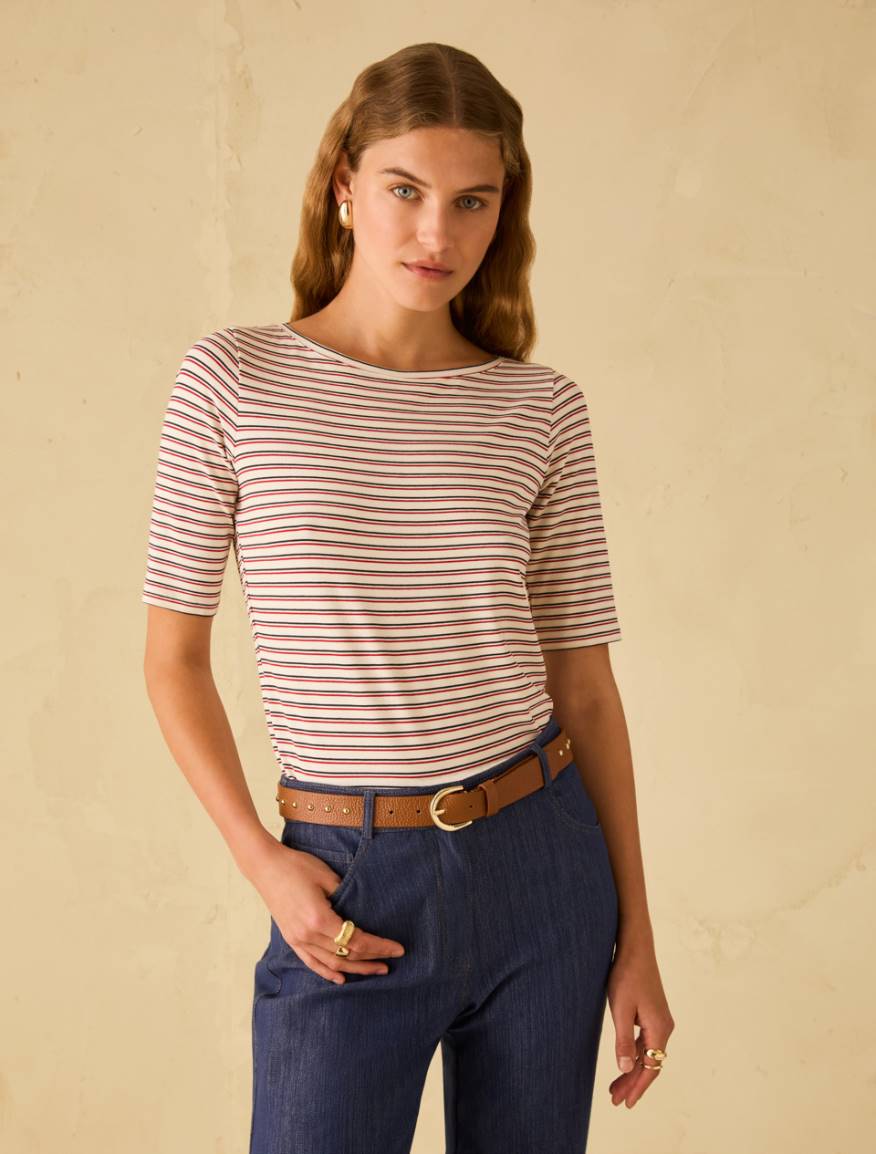 Boat-neck T-shirt - NAVY - Pennyblack