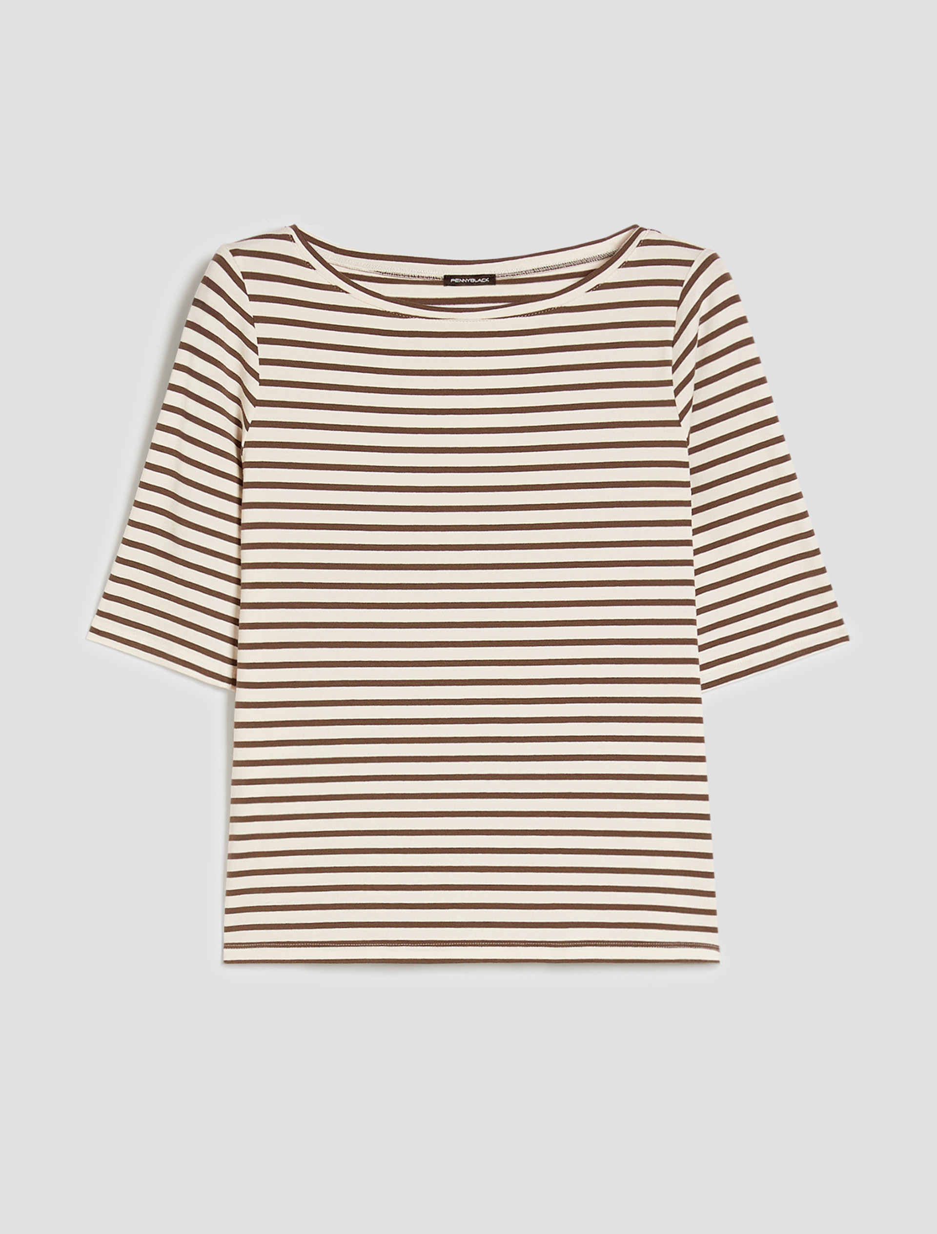 Boat-neck T-shirt - KAKI - pennyblack