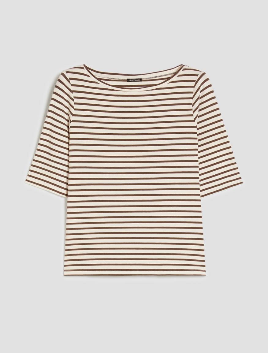 Boat-neck T-shirt - KAKI - Pennyblack - 2