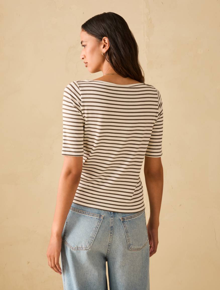 Boat-neck T-shirt - KAKI - Pennyblack - 3