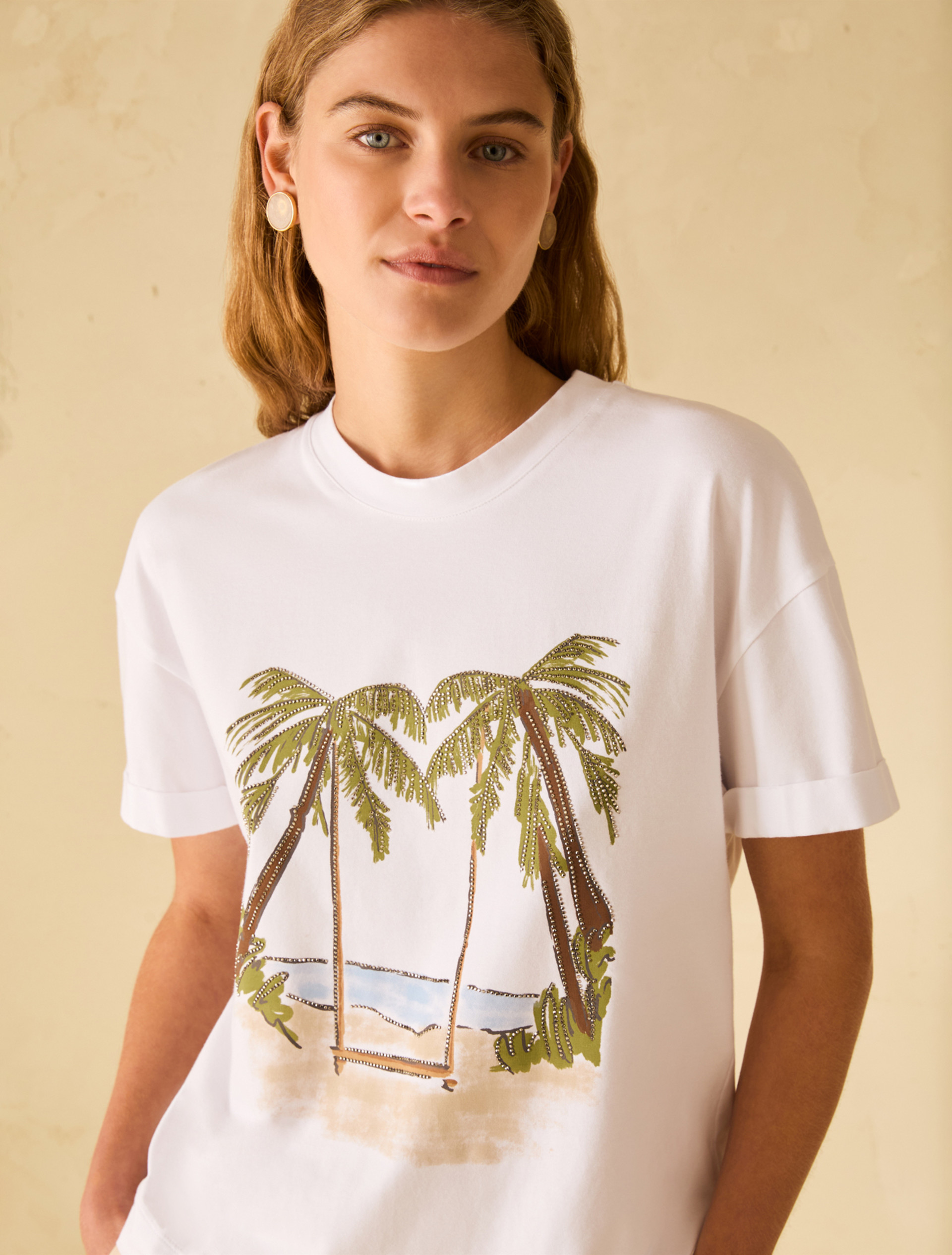 T-shirt with print and rhinestones - WHITE - pennyblack