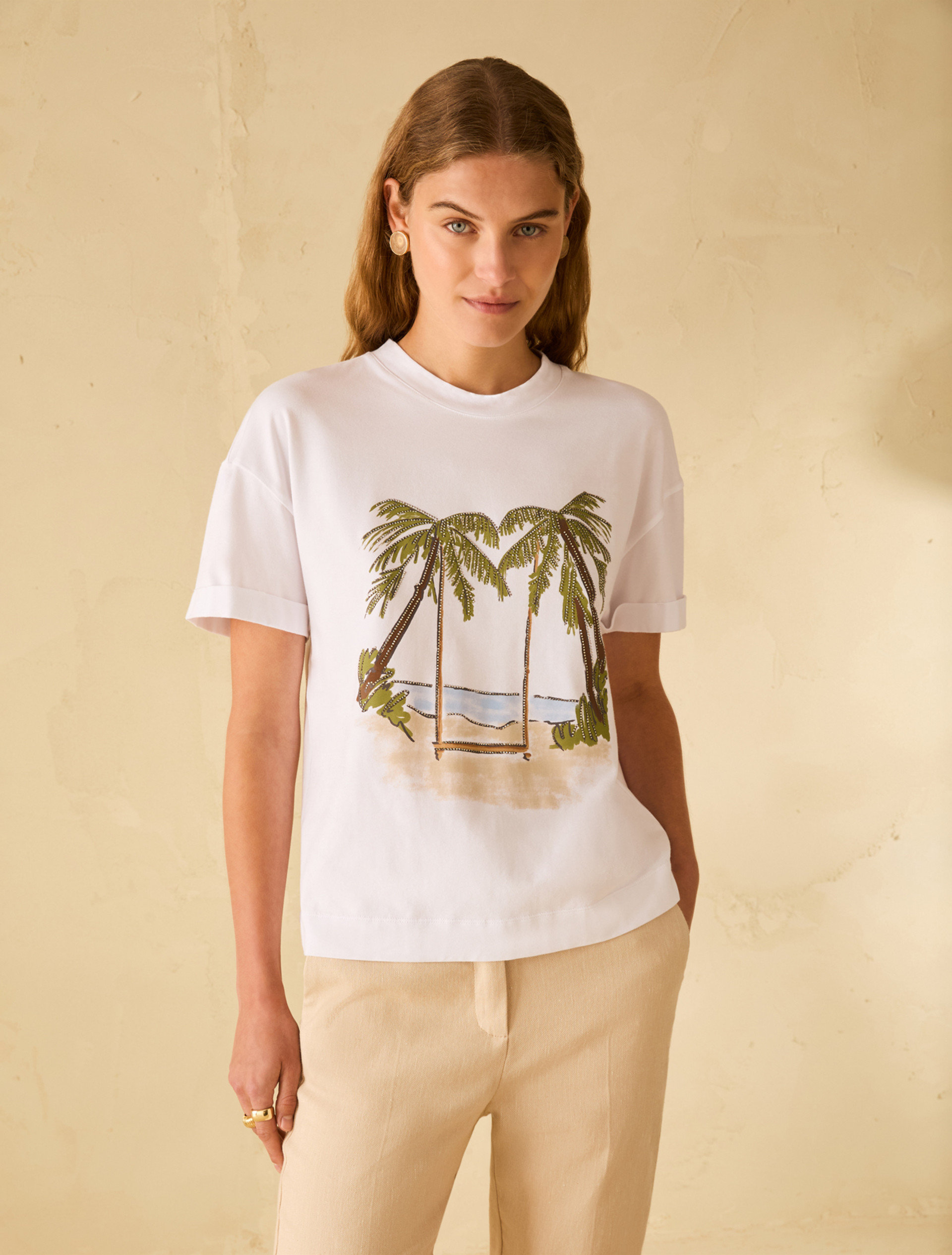 T-shirt with print and rhinestones - WHITE - pennyblack