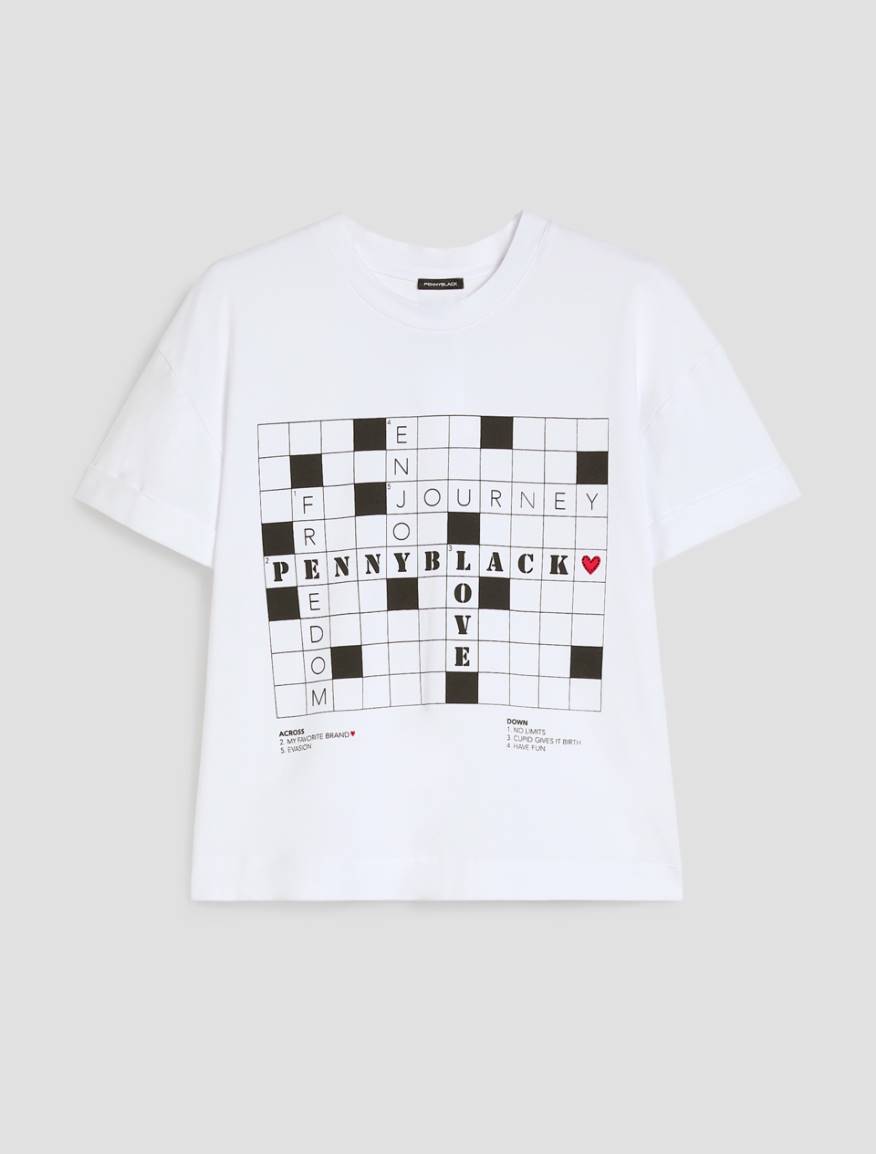 T-shirt with print and rhinestones - WHITE - Pennyblack - 2