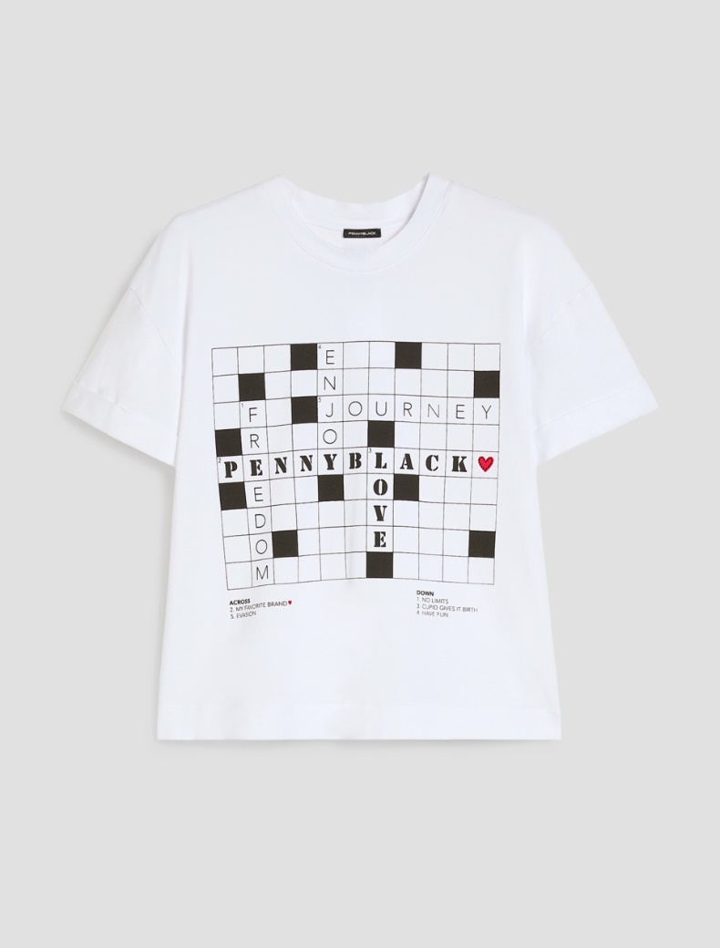 T-shirt with print and rhinestones - WHITE - pennyblack