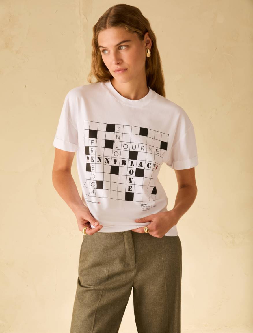 T-shirt with print and rhinestones - WHITE - Pennyblack