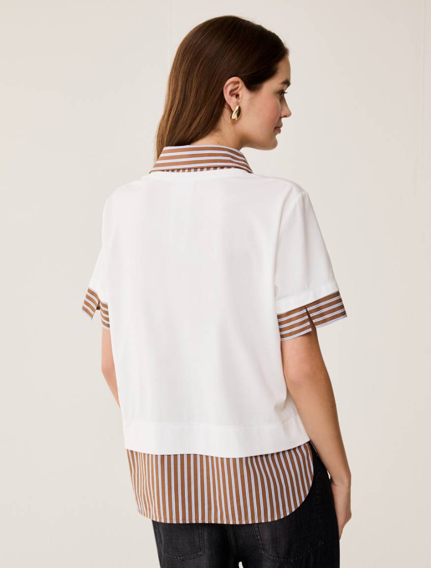 Jersey and poplin T-shirt - WHITE - Pennyblack - 3