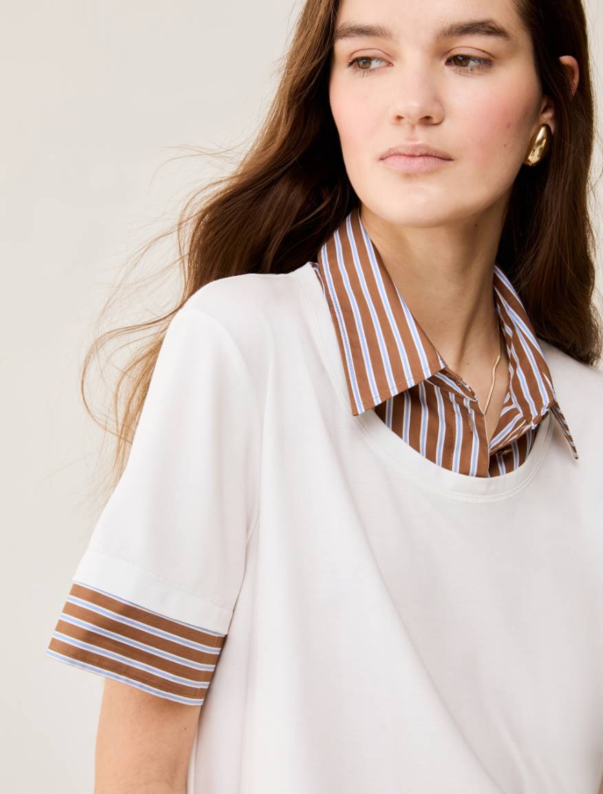 Jersey and poplin T-shirt - WHITE - Pennyblack - 4