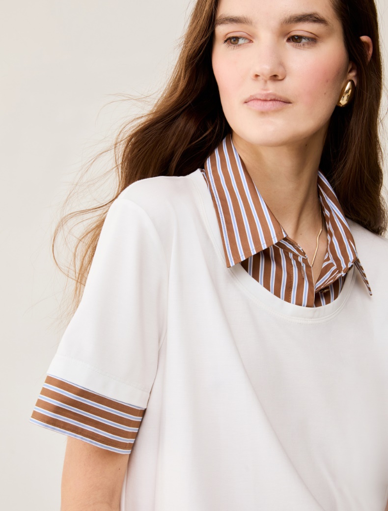 Jersey and poplin T-shirt - WHITE - pennyblack