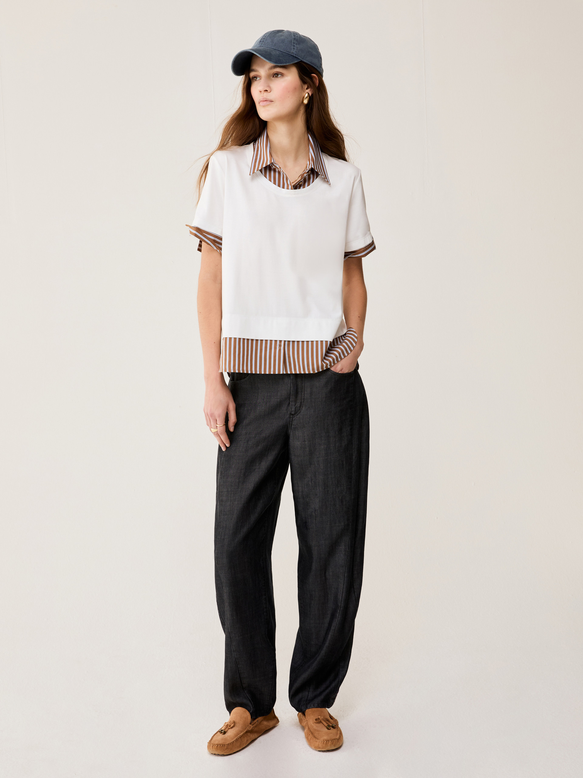 Jersey and poplin T-shirt - WHITE - pennyblack