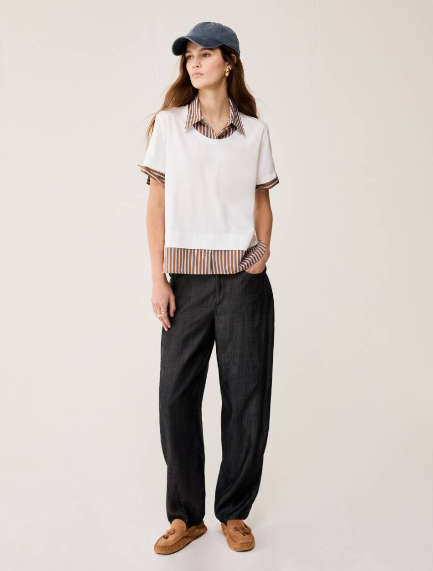 Jersey and poplin T-shirt - WHITE - Pennyblack - 5