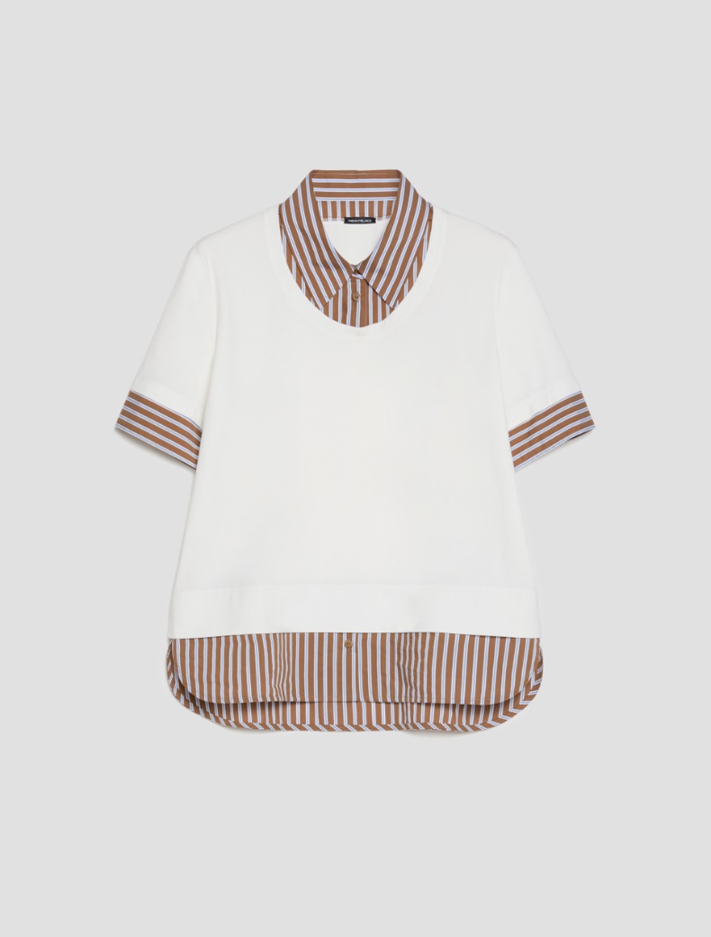 Jersey and poplin T-shirt - WHITE - pennyblack