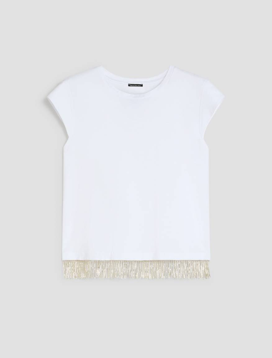 Beaded fringe T-shirt - WHITE - Pennyblack - 2