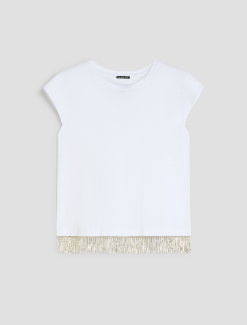 Beaded fringe T-shirt - WHITE - pennyblack