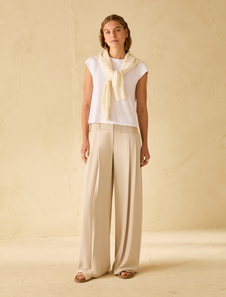 Beaded fringe T-shirt - WHITE - pennyblack