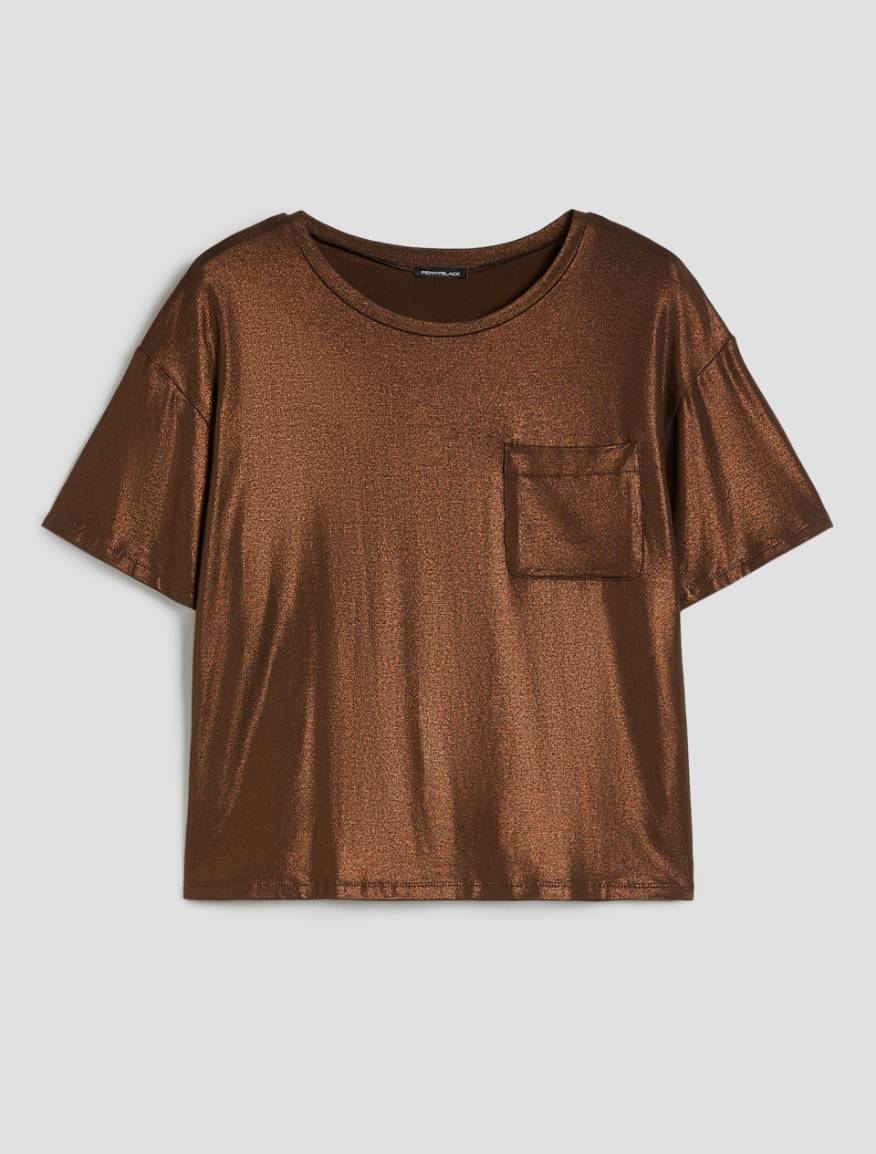 Laminated jersey T-shirt - COFFEE - Pennyblack - 2
