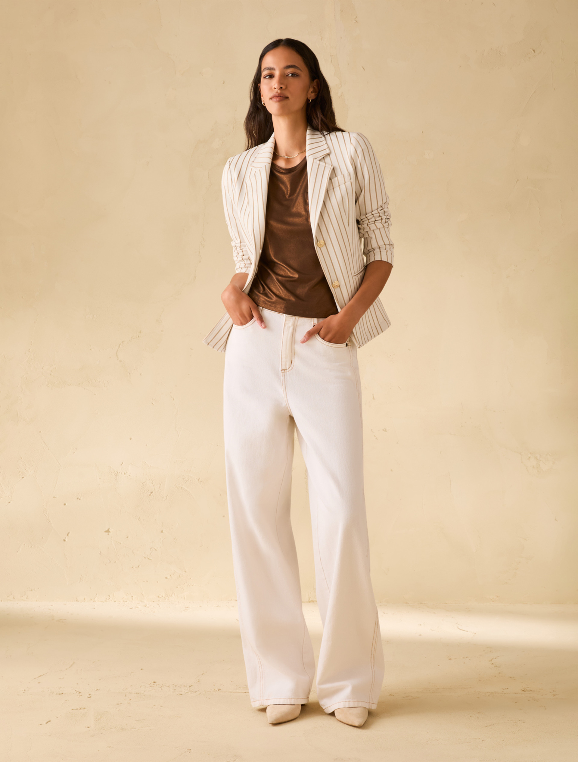 Laminated jersey T-shirt - COFFEE - pennyblack