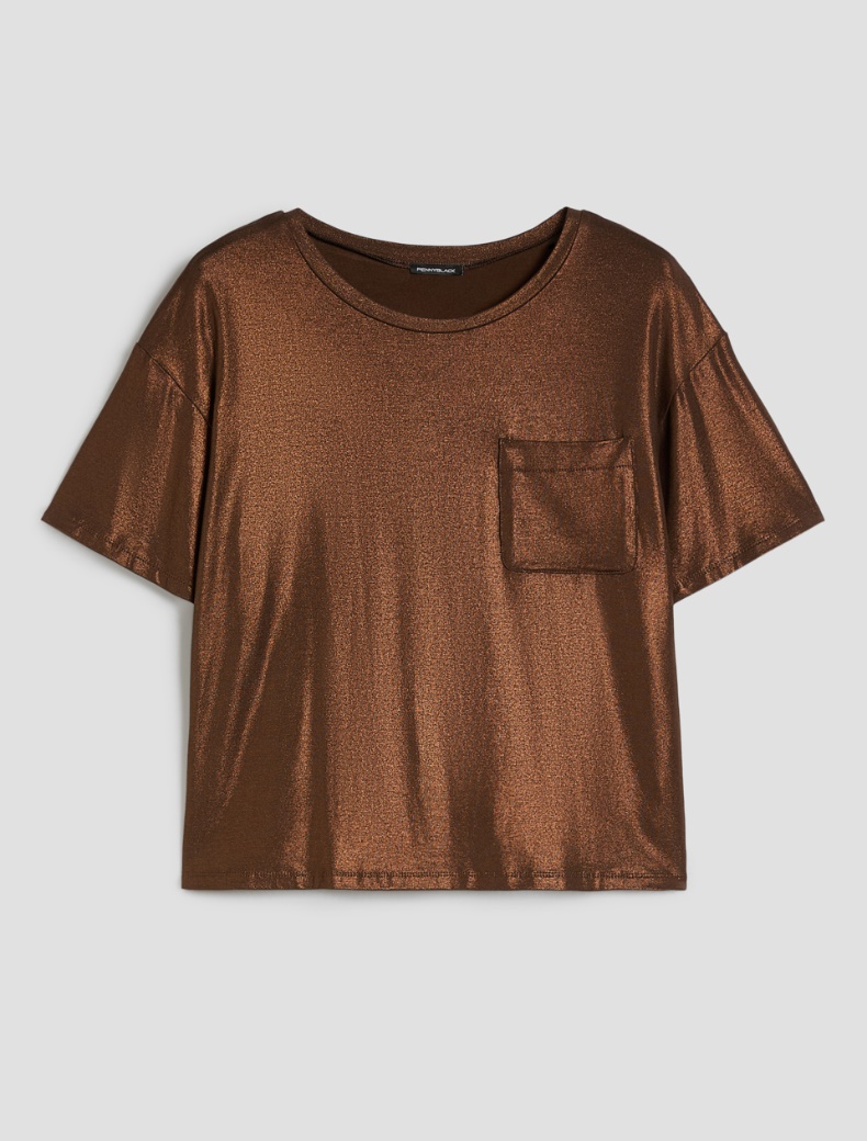 Laminated jersey T-shirt - COFFEE - pennyblack
