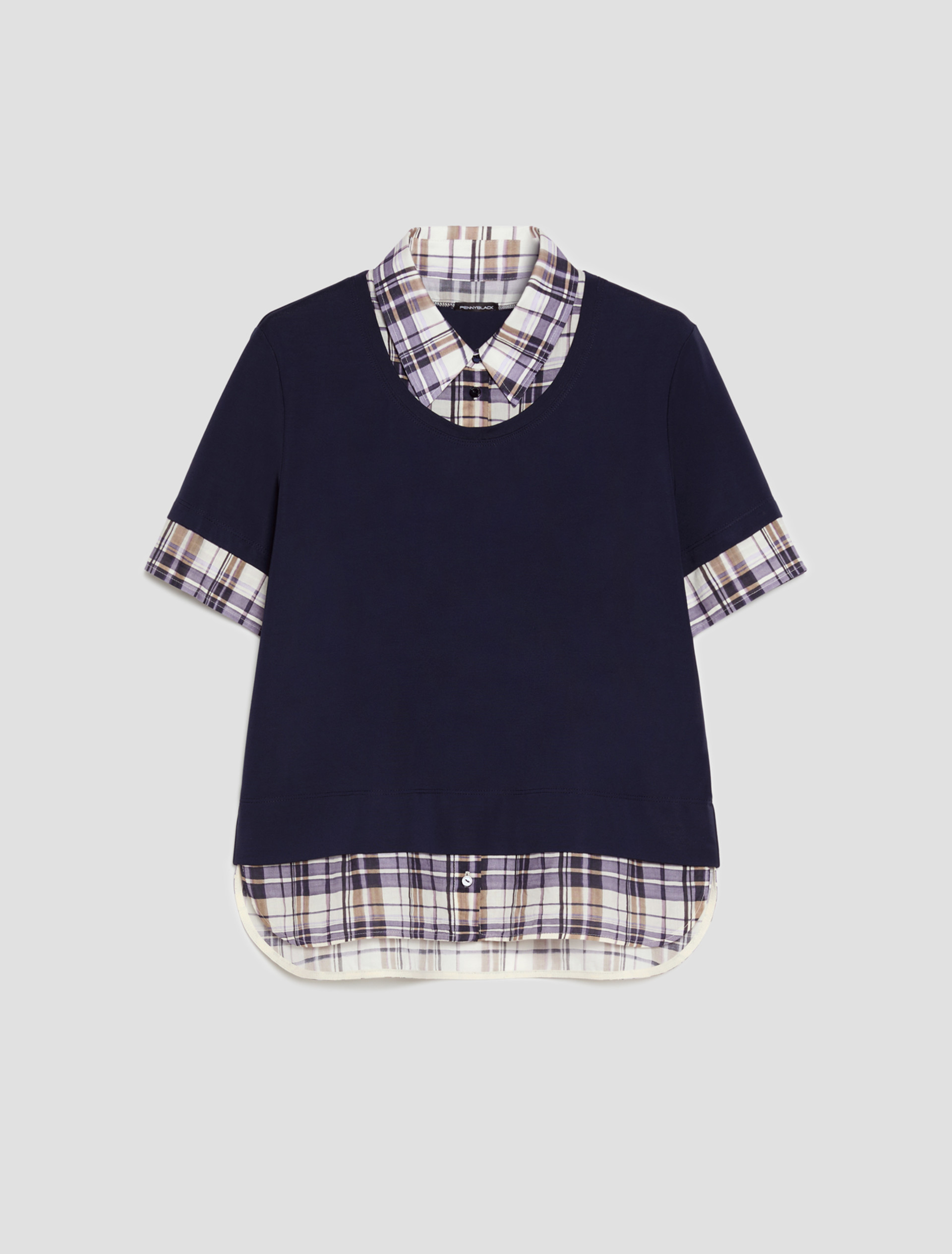 Jersey and voile T-shirt - NAVY - pennyblack