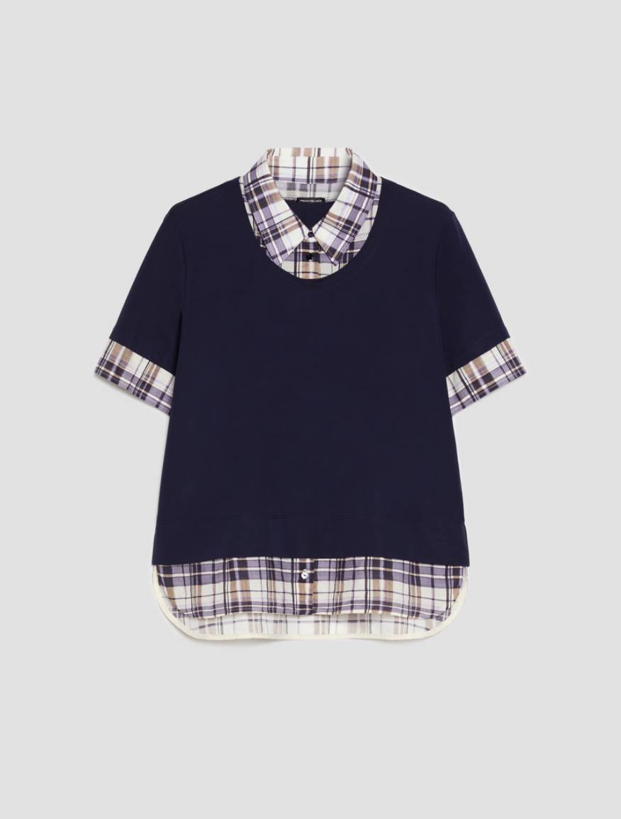 Jersey and voile T-shirt - NAVY - Pennyblack - 2