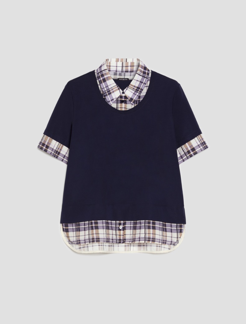 Jersey and voile T-shirt - NAVY - pennyblack