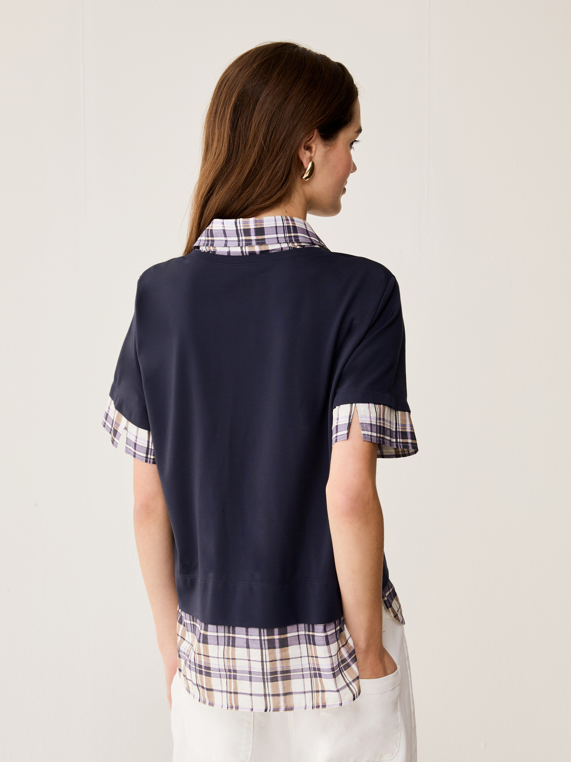 Jersey and voile T-shirt - NAVY - pennyblack