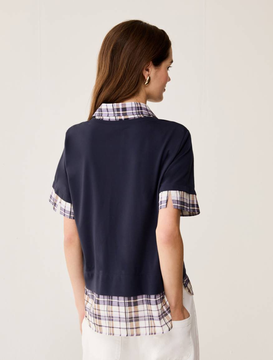 Jersey and voile T-shirt - NAVY - Pennyblack - 3