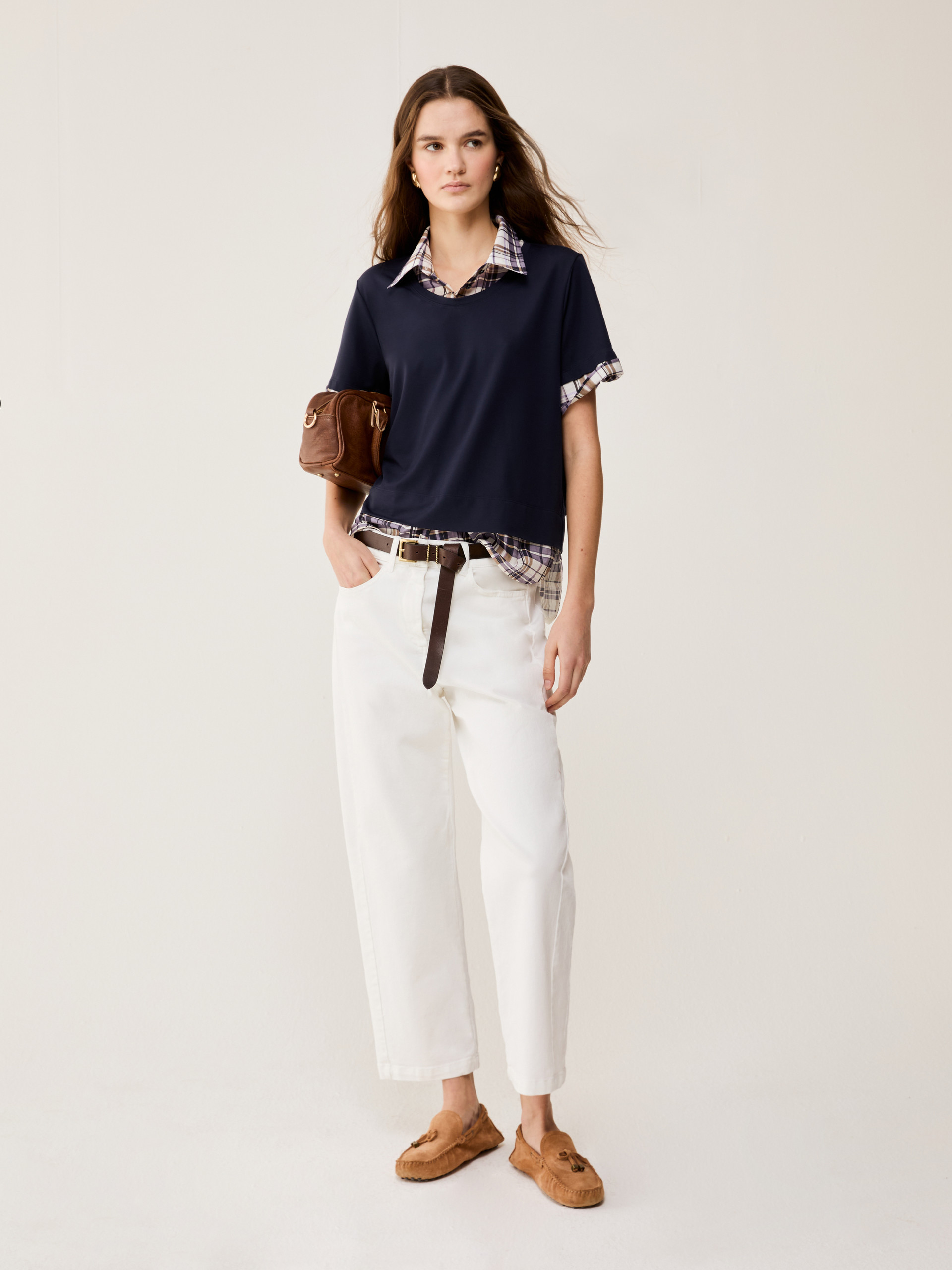 Jersey and voile T-shirt - NAVY - pennyblack