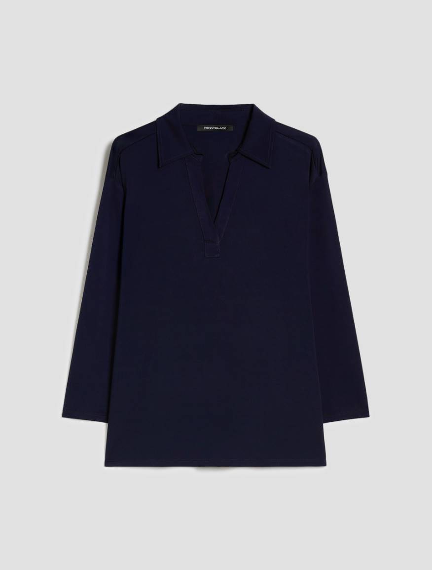 Fluid piqué jersey polo shirt - NAVY - Pennyblack - 2