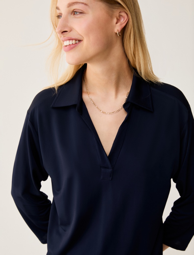 Fluid piqué jersey polo shirt - NAVY - pennyblack