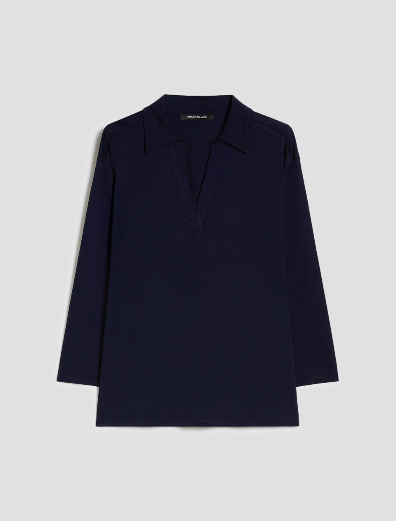 Fluid piqué jersey polo shirt - NAVY - pennyblack