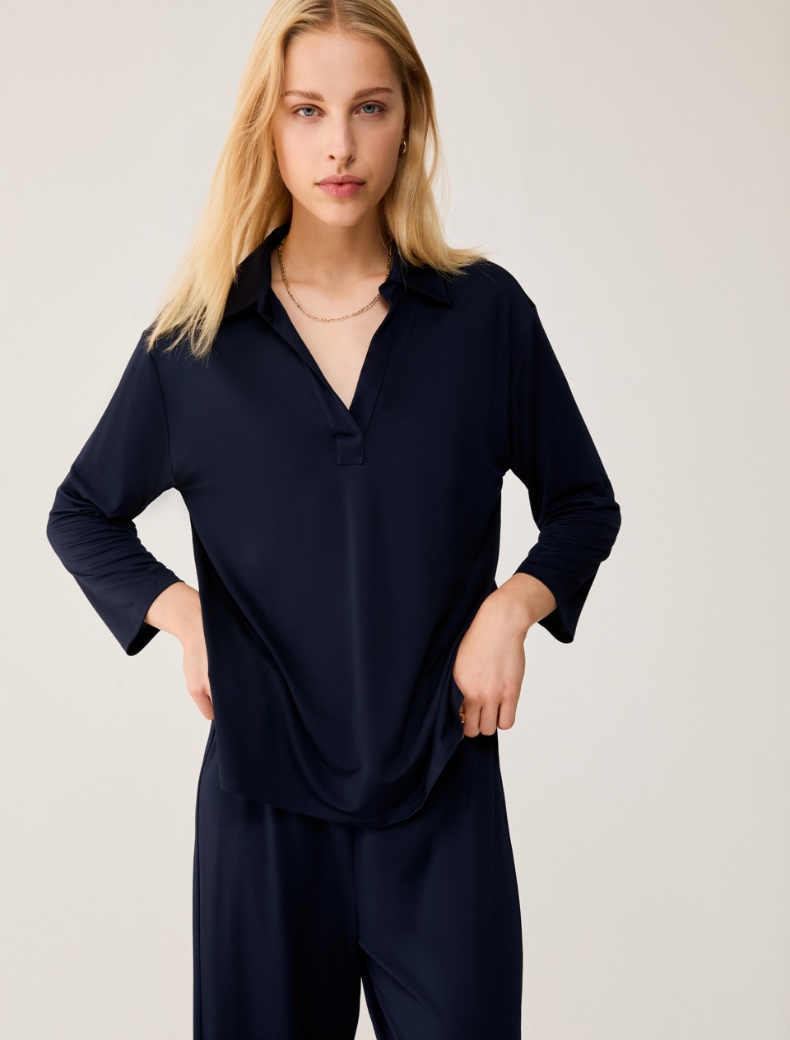 Fluid piqué jersey polo shirt - NAVY - pennyblack