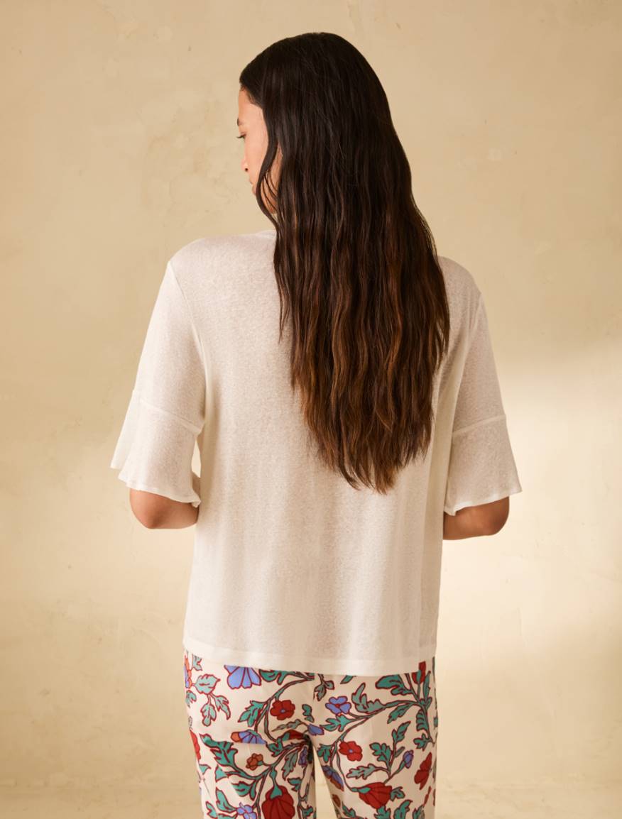 Linen-jersey T-shirt - IVORY - Pennyblack - 3