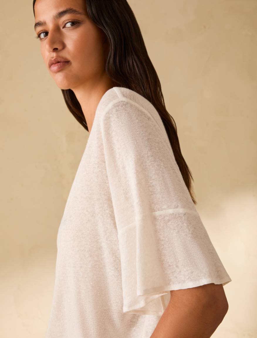 Linen-jersey T-shirt - IVORY - Pennyblack - 4