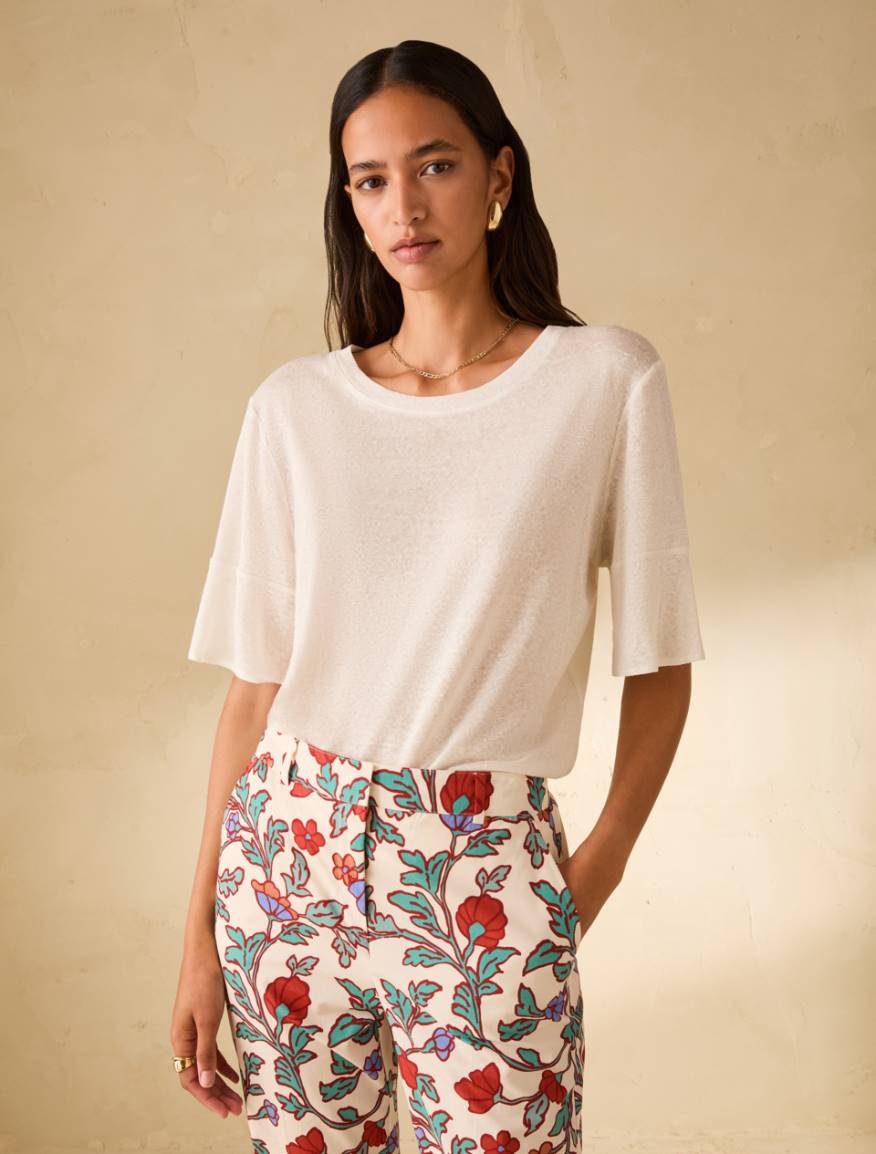 Linen-jersey T-shirt - IVORY - Pennyblack