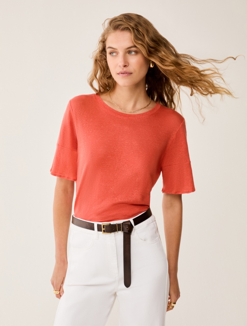 Linen-jersey T-shirt Linen-jersey T-shirt - LOBSTER - pennyblack