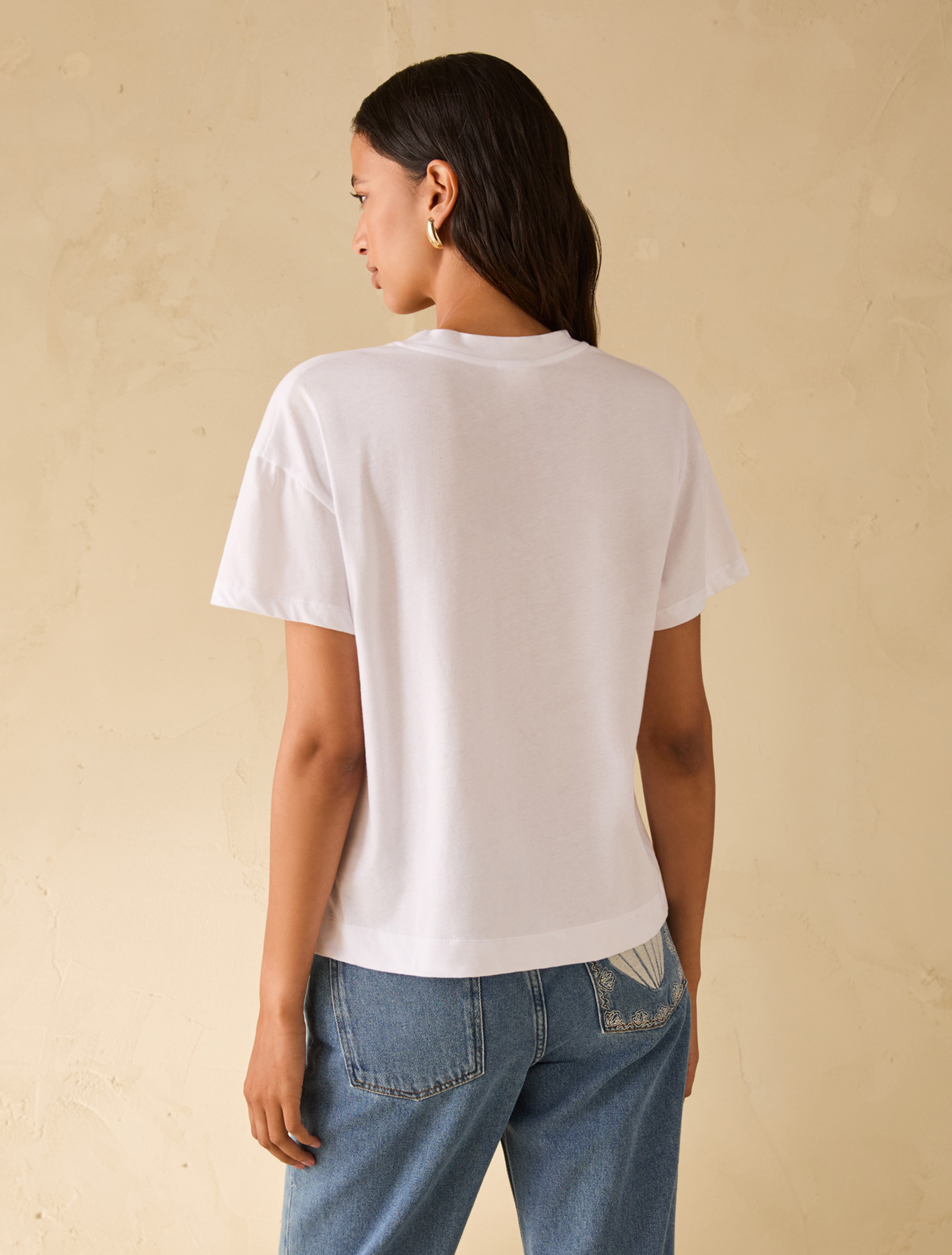 Embroidered cotton T-shirt - WHITE - pennyblack