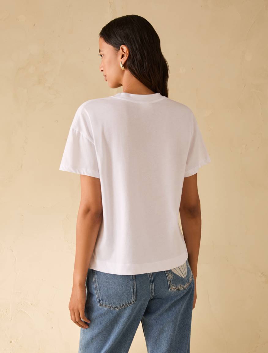 Embroidered cotton T-shirt - WHITE - Pennyblack - 3