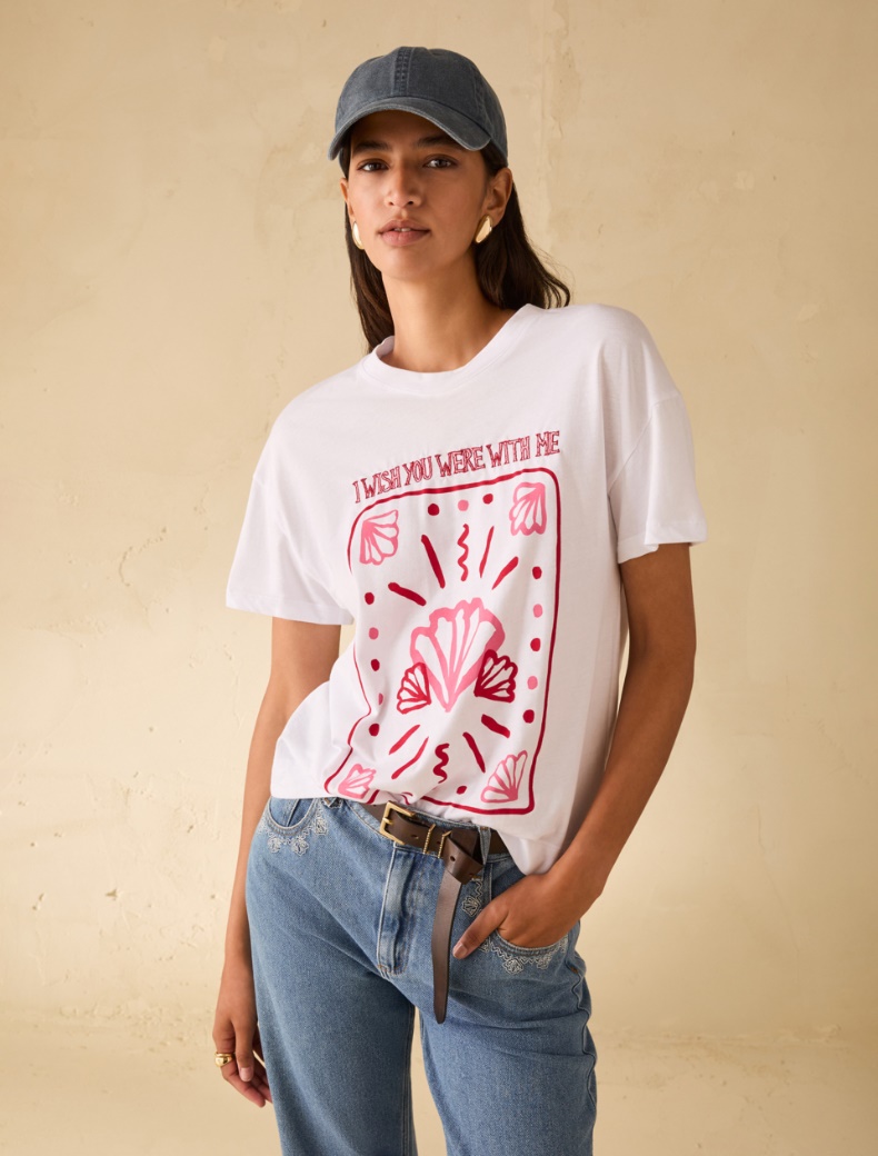 Embroidered cotton T-shirt - WHITE - pennyblack