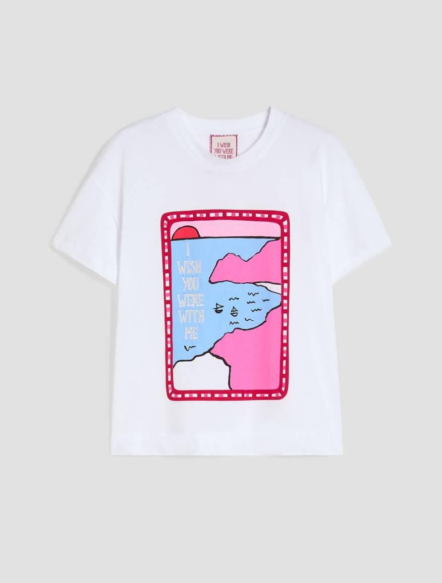 Embroidered cotton T-shirt - WHITE - Pennyblack - 2