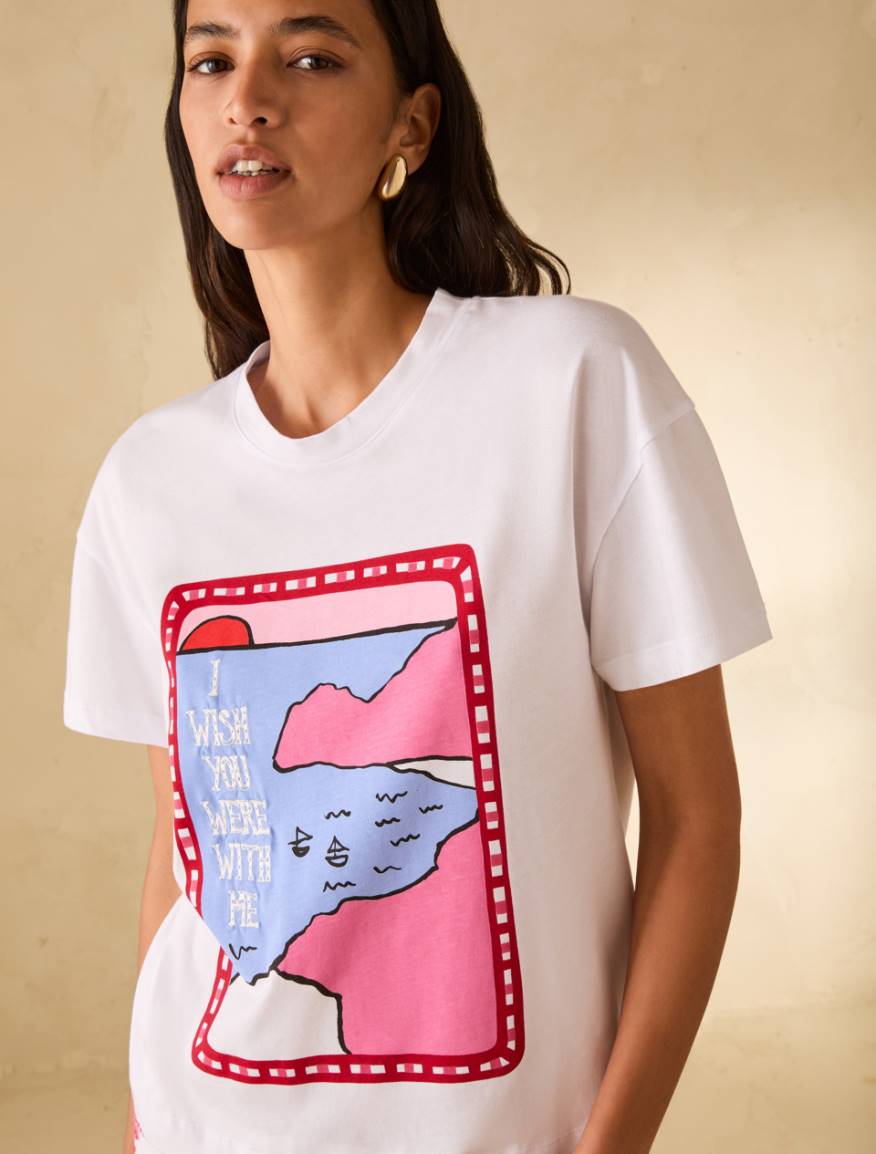 Embroidered cotton T-shirt - WHITE - Pennyblack - 4