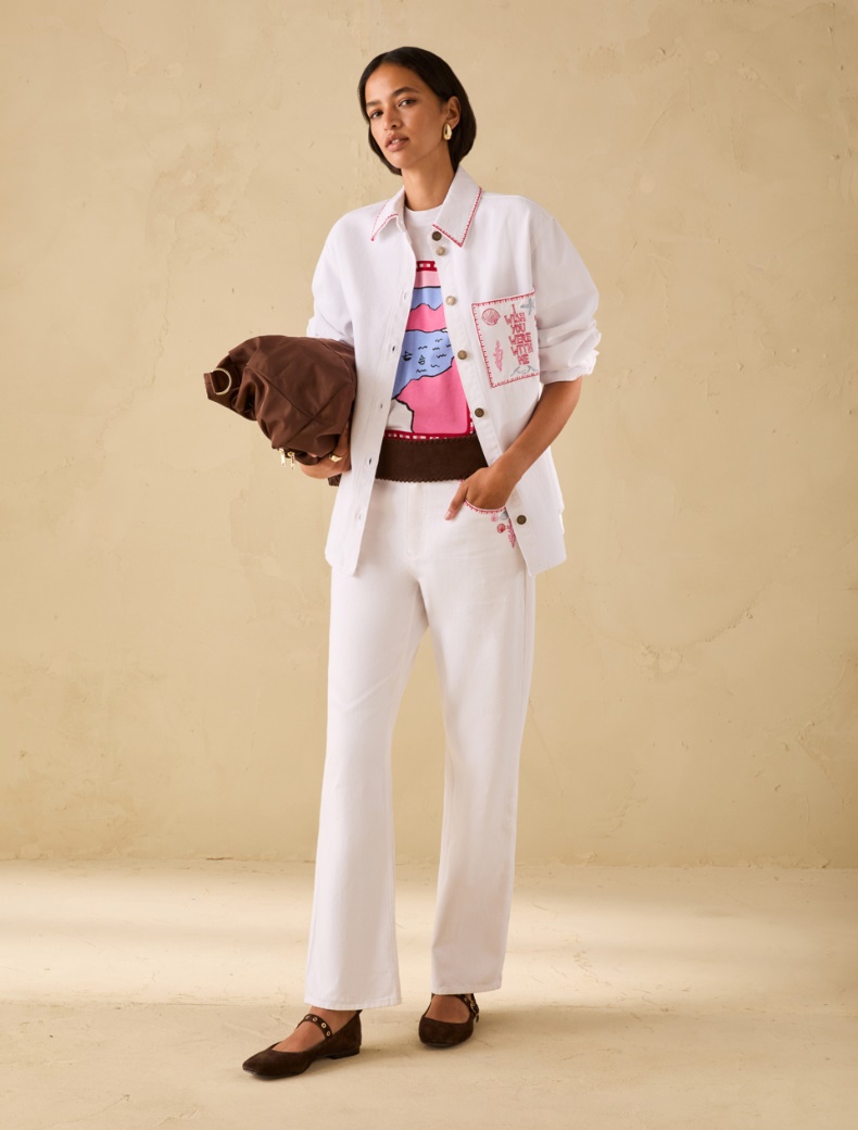 Embroidered cotton T-shirt - WHITE - pennyblack