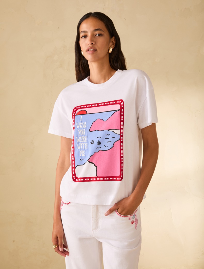 Embroidered cotton T-shirt - WHITE - pennyblack