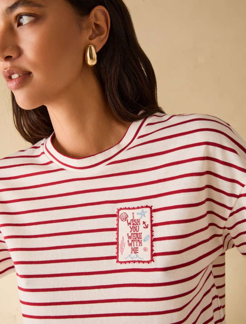 Embroidered cotton T-shirt - WHITE - pennyblack