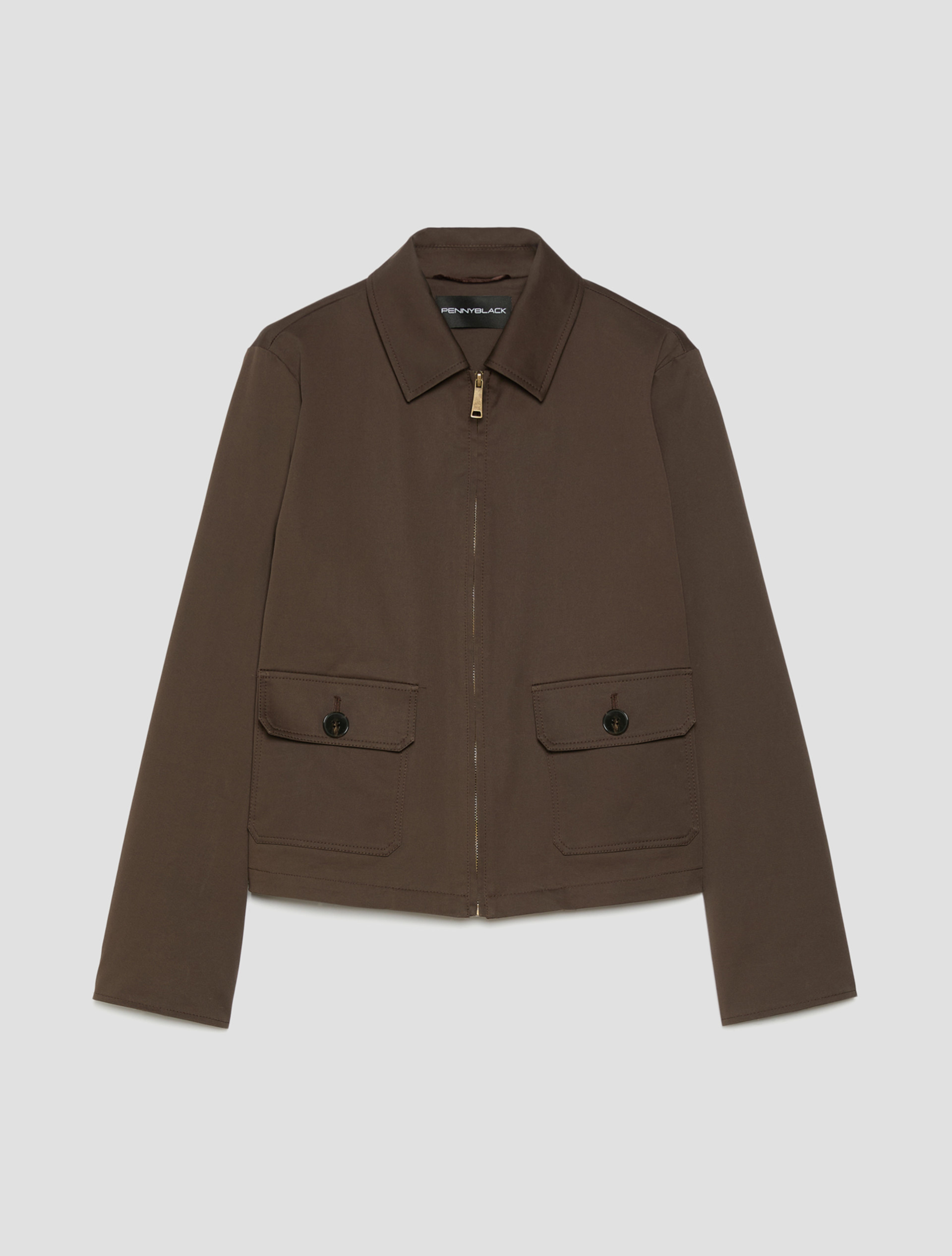 Boxy-fit cotton jacket - COCOA - pennyblack